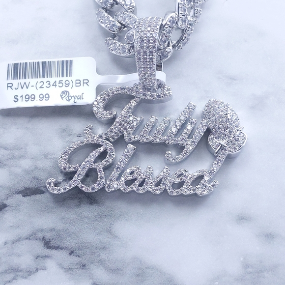 Customized Jewelry - 14K White Gold Finish Truly Blessed Pendant